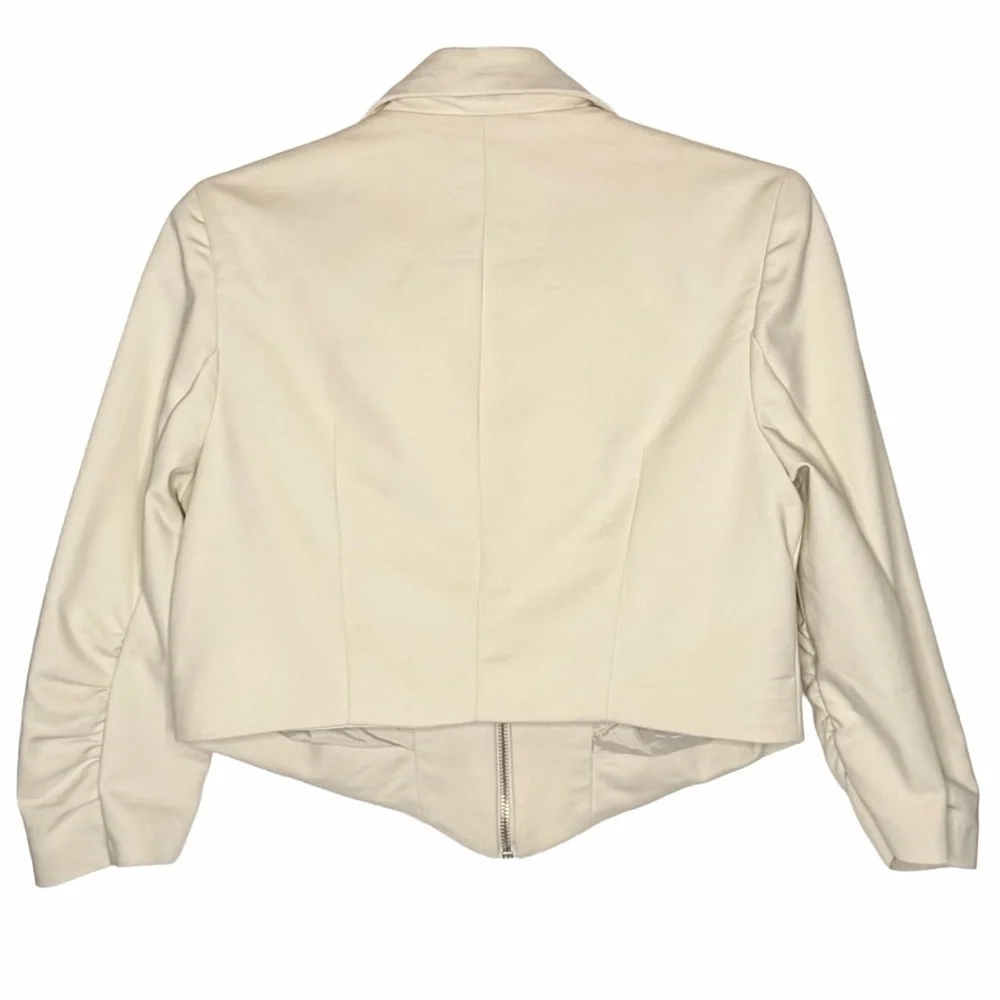 Vivienne Vivienne Tam Petite Ruched Sleeve Crop Moto Jacket